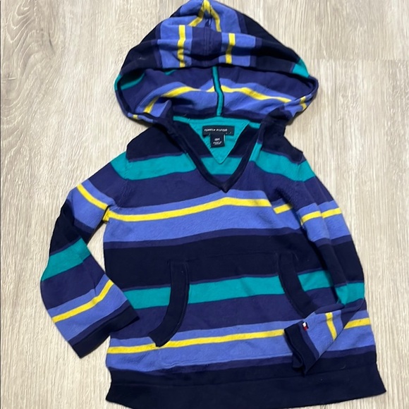 Tommy Hilfiger Striped Kids Hoodie - Blue, Green, Yellow 18M - Picture 1 of 1